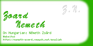 zoard nemeth business card
