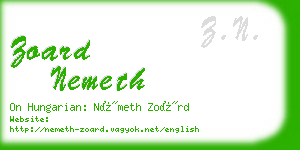 zoard nemeth business card